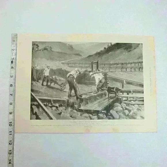 Art Print Canada Gold Mining Euston Klondike Washup Bonanza Creek Antique 1898 - Picture 8 of 10